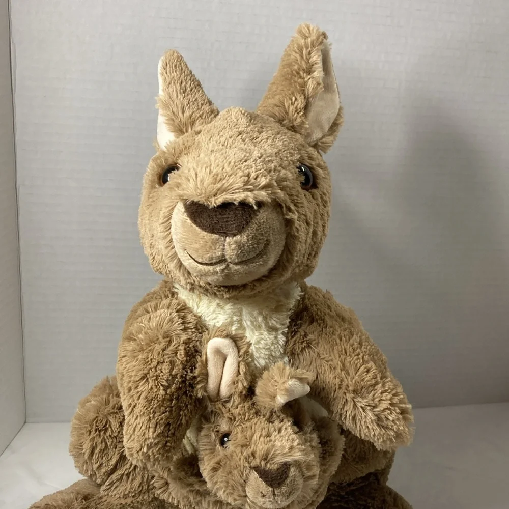Wild Republic Kangaroo and Baby Joey in Pouch Plush Stuffed Animal Brown & Cream